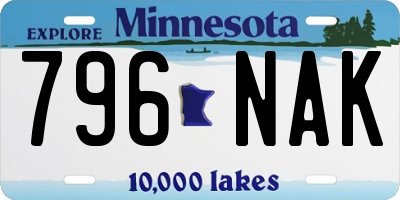 MN license plate 796NAK