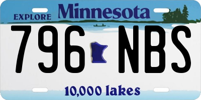 MN license plate 796NBS