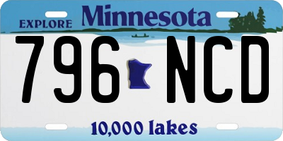 MN license plate 796NCD