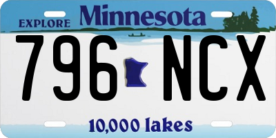 MN license plate 796NCX