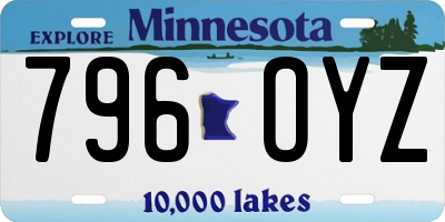 MN license plate 796OYZ