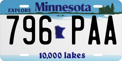 MN license plate 796PAA