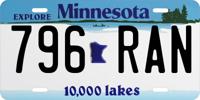 MN license plate 796RAN