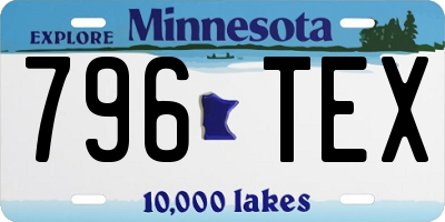 MN license plate 796TEX