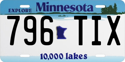 MN license plate 796TIX