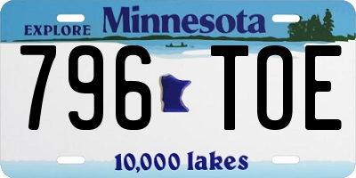 MN license plate 796TOE