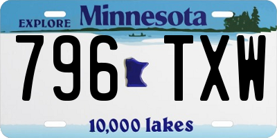 MN license plate 796TXW