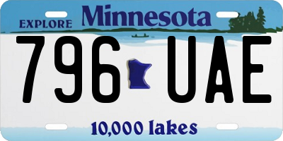 MN license plate 796UAE