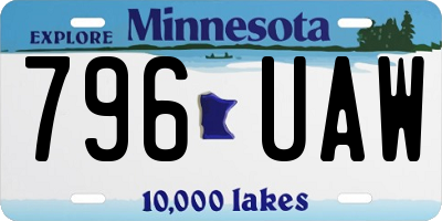 MN license plate 796UAW