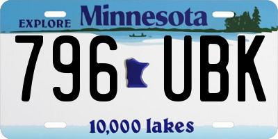 MN license plate 796UBK