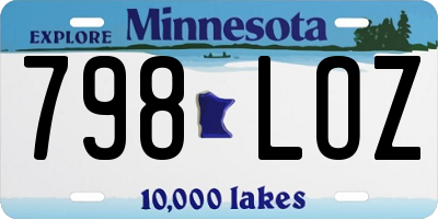 MN license plate 798LOZ