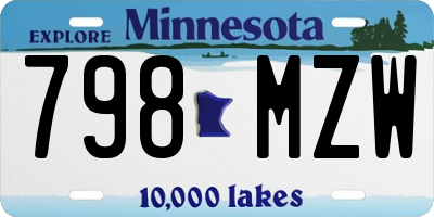 MN license plate 798MZW