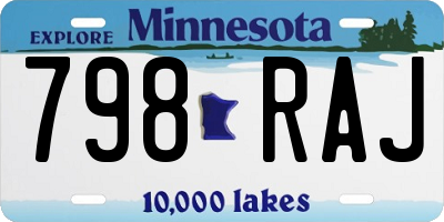 MN license plate 798RAJ