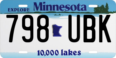 MN license plate 798UBK