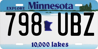 MN license plate 798UBZ