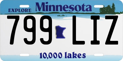 MN license plate 799LIZ