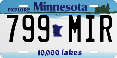 MN license plate 799MIR