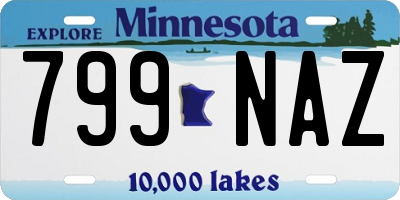 MN license plate 799NAZ