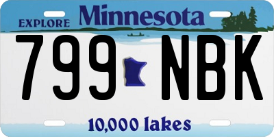 MN license plate 799NBK