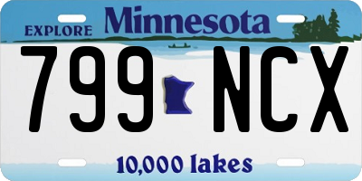 MN license plate 799NCX