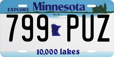 MN license plate 799PUZ