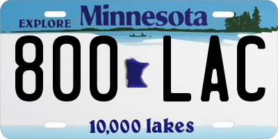 MN license plate 800LAC