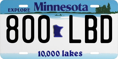 MN license plate 800LBD