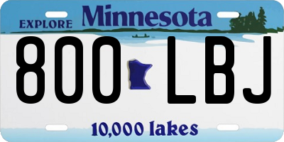 MN license plate 800LBJ