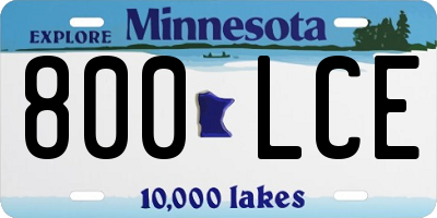 MN license plate 800LCE