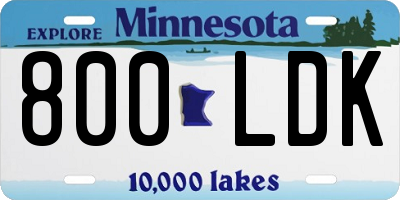MN license plate 800LDK