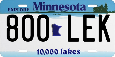 MN license plate 800LEK