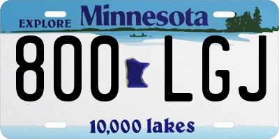 MN license plate 800LGJ