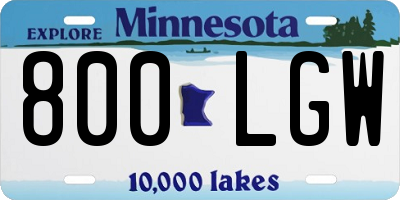 MN license plate 800LGW