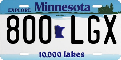 MN license plate 800LGX