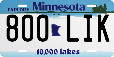 MN license plate 800LIK