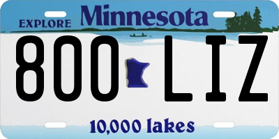 MN license plate 800LIZ