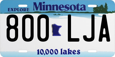MN license plate 800LJA