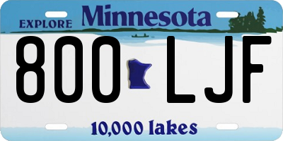 MN license plate 800LJF