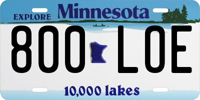 MN license plate 800LOE