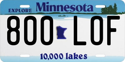 MN license plate 800LOF