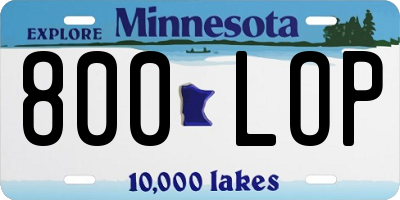 MN license plate 800LOP