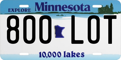 MN license plate 800LOT
