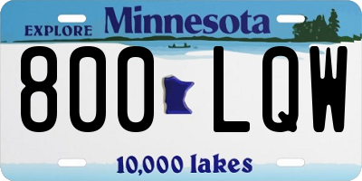 MN license plate 800LQW