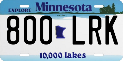 MN license plate 800LRK