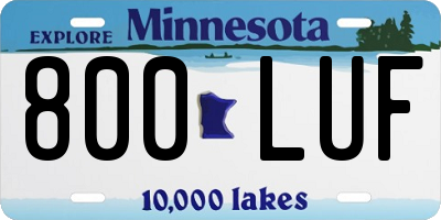 MN license plate 800LUF