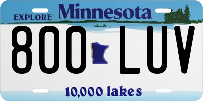 MN license plate 800LUV