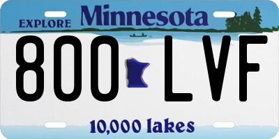 MN license plate 800LVF