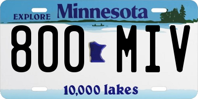 MN license plate 800MIV