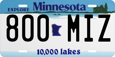 MN license plate 800MIZ