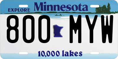 MN license plate 800MYW